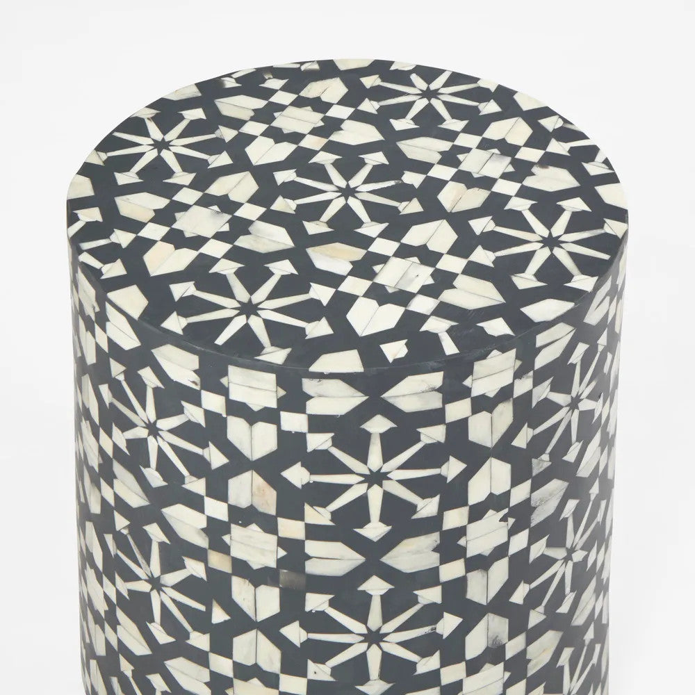 Bone Inlay Side Table :  Zelliges : Black Bone Inlay Side Table :  Zelliges : Black
