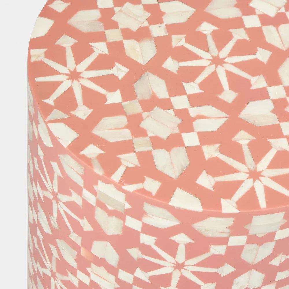 Bone Inlay Side Table :  Zelliges : Peach Bone Inlay Side Table :  Zelliges : Peach
