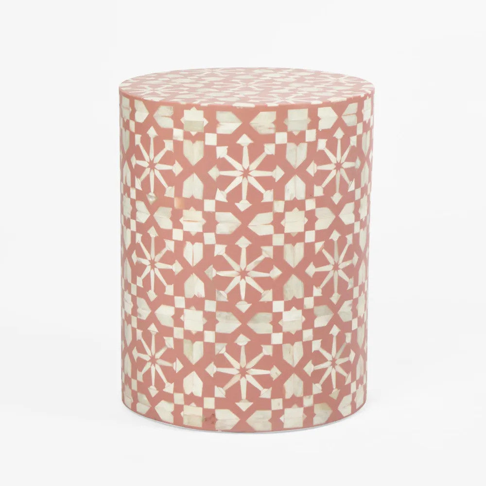 Bone Inlay Side Table :  Zelliges : Peach Bone Inlay Side Table :  Zelliges : Peach