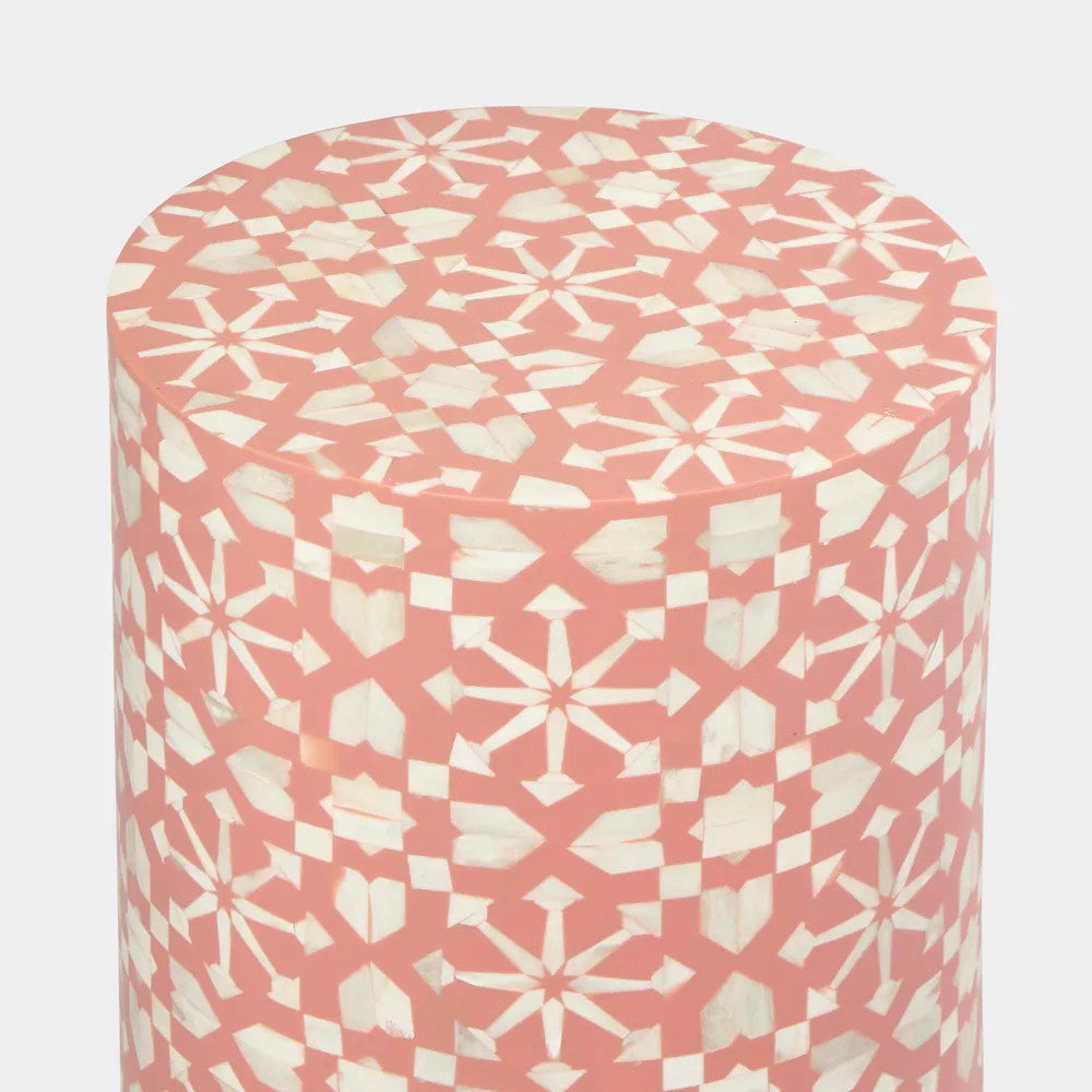 Bone Inlay Side Table :  Zelliges : Peach Bone Inlay Side Table :  Zelliges : Peach