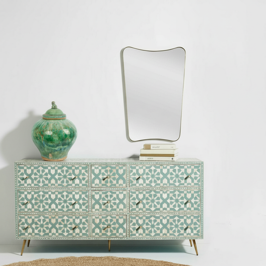 Bone Inlay 9 Drawer Sideboard : Zelliges : Aqua