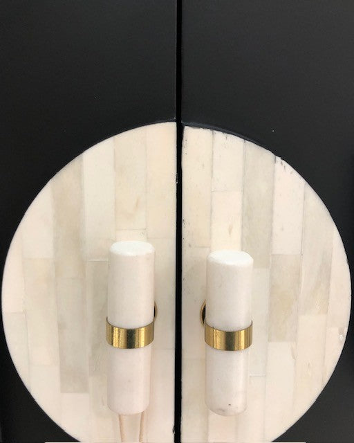 Bone Inlay Bar Cabinet :  Abstract : Black & White Bone Inlay Bar Cabinet :  Abstract : Black & White