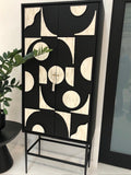 Bone Inlay Bar Cabinet :  Abstract : Black & White Bone Inlay Bar Cabinet :  Abstract : Black & White