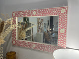 Bone Inlay Rectangular Mirror : Floral : Pink Bone Inlay Rectangular Mirror : Floral : Pink