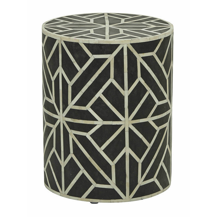 Bone Inlay Side Table : Abstract : Black Bone Inlay Side Table : Abstract : Black