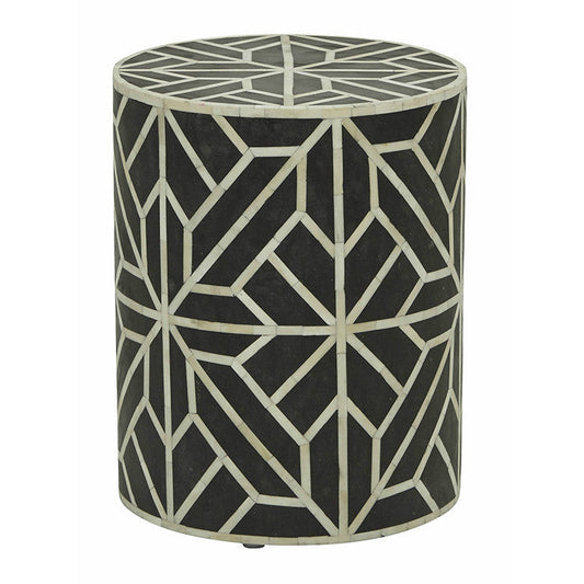 Bone Inlay Side Table : Abstract : Black