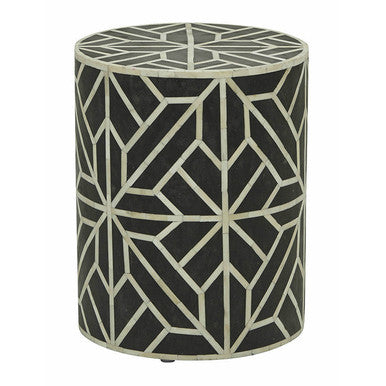 Bone Inlay Side Table : Abstract : Black
