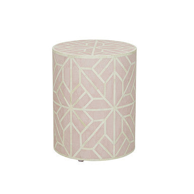 Bone Inlay Side Table : Abstract : Pink