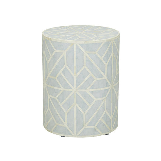 Bone Inlay Side Table : Abstract : Blue