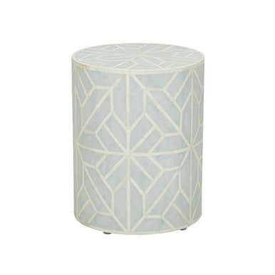 Bone Inlay Side Table : Abstract : Blue