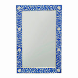 Bone Inlay Rectangular Mirror : Floral : Blue Bone Inlay Rectangular Mirror : Floral : Blue