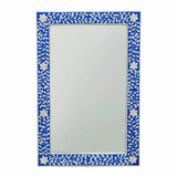 Bone Inlay Rectangular Mirror : Floral : Blue Bone Inlay Rectangular Mirror : Floral : Blue