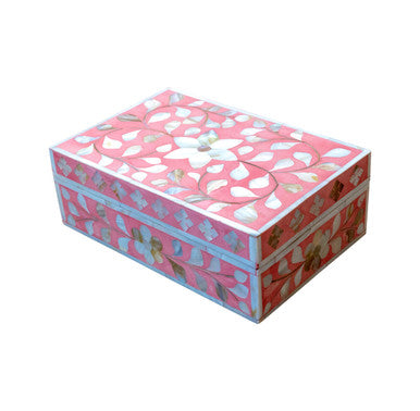 Mother of Pearl Small Gift Box : Floral : Pink