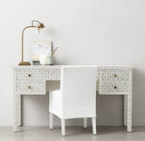 Bone Inlay 5 Drawer Desk : Starburst : Grey Bone Inlay 5 Drawer Desk : Starburst : Grey