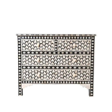 Bone Inlay 4 Drawer Chest : Tri-Square : Charcoal