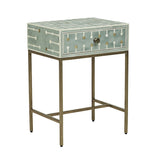 Bone & Brass Inlay Bedside : Mint Bone & Brass Inlay Bedside : Mint