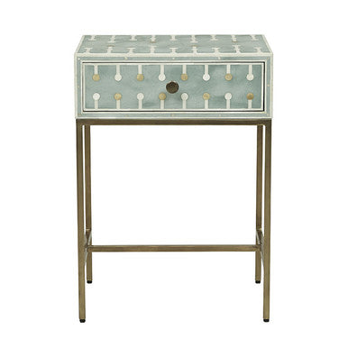 Bone & Brass Inlay Bedside : Mint