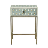 Bone & Brass Inlay Bedside : Mint Bone & Brass Inlay Bedside : Mint