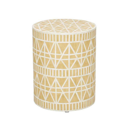 Bone Inlay Side Table : Delta : Yellow