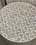 Mother of Pearl Inlay Side Table : Lady's Bedstraw : Grey Mother of Pearl Inlay Side Table : Lady's Bedstraw : Grey