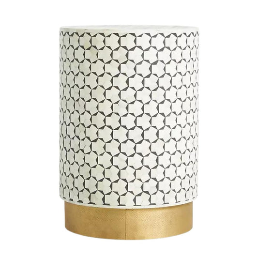 Bone Inlay Side Table : Tri-Square : Grey