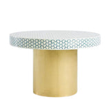Bone Inlay Dining Table with Brass Base Bone Inlay Dining Table with Brass Base