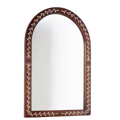 Mother of Pearl Inlay Timber Mirror : Floral