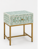 Bone & Brass Inlay Bedside : Mint