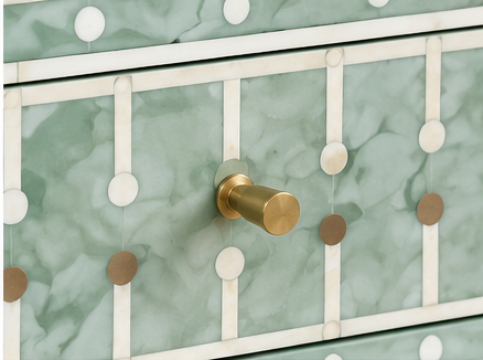 Bone & Brass Inlay Bedside : Mint