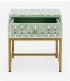 Bone & Brass Inlay Bedside : Mint