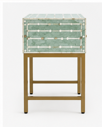 Bone & Brass Inlay Bedside : Mint