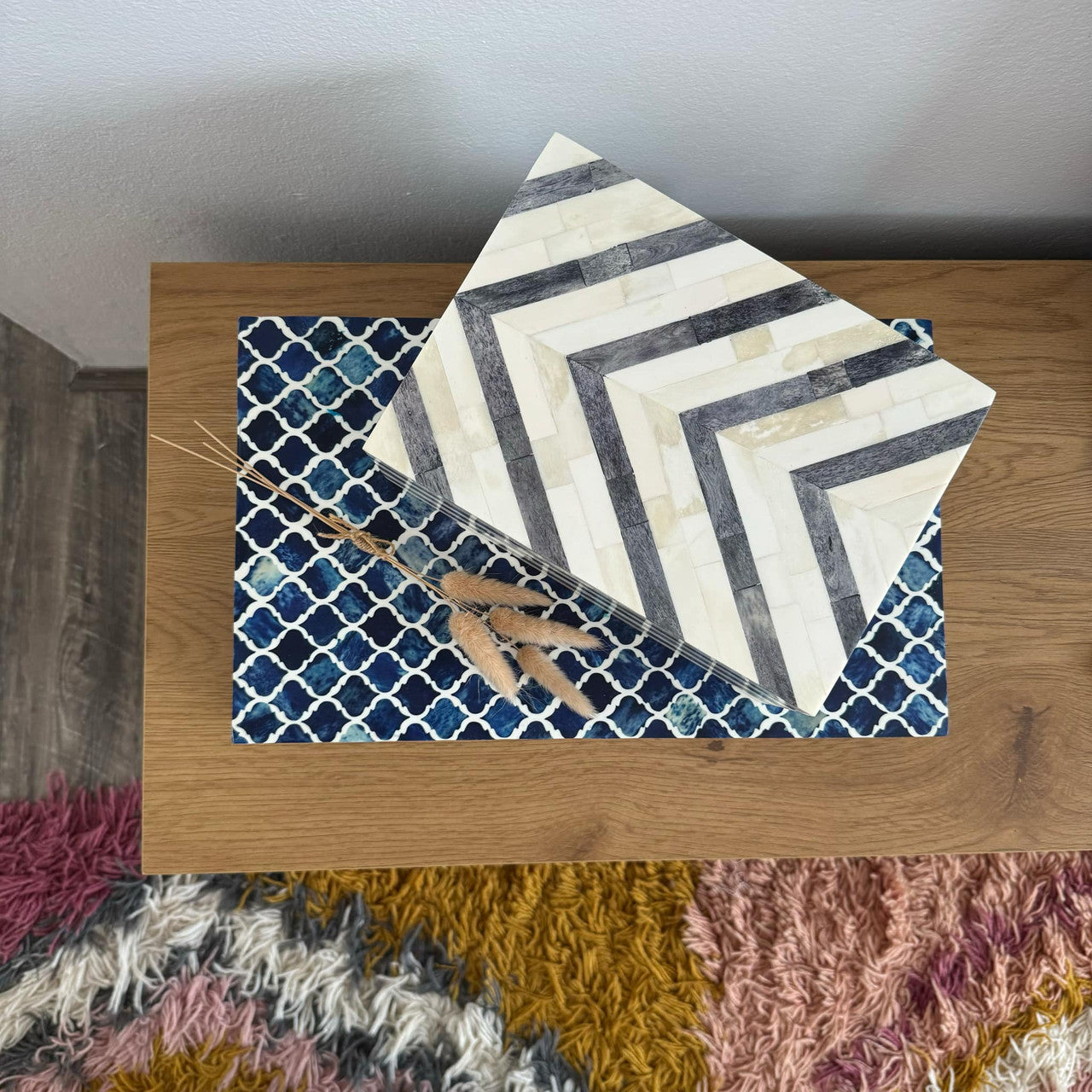 Bone Inlay Box : Moroccan : Blue