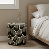 Bone Inlay Side Table : Scalloped Stripe : Black