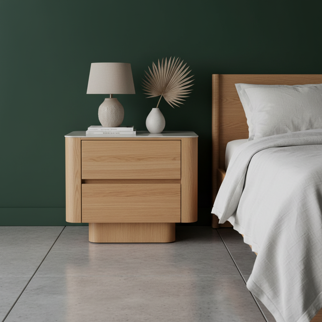 Marble Top Bedside Table : Natural