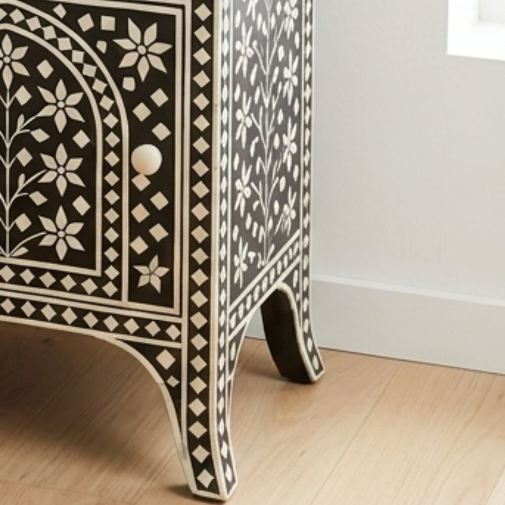 Bone Inlay Bedside Cabinet : Archway : Black