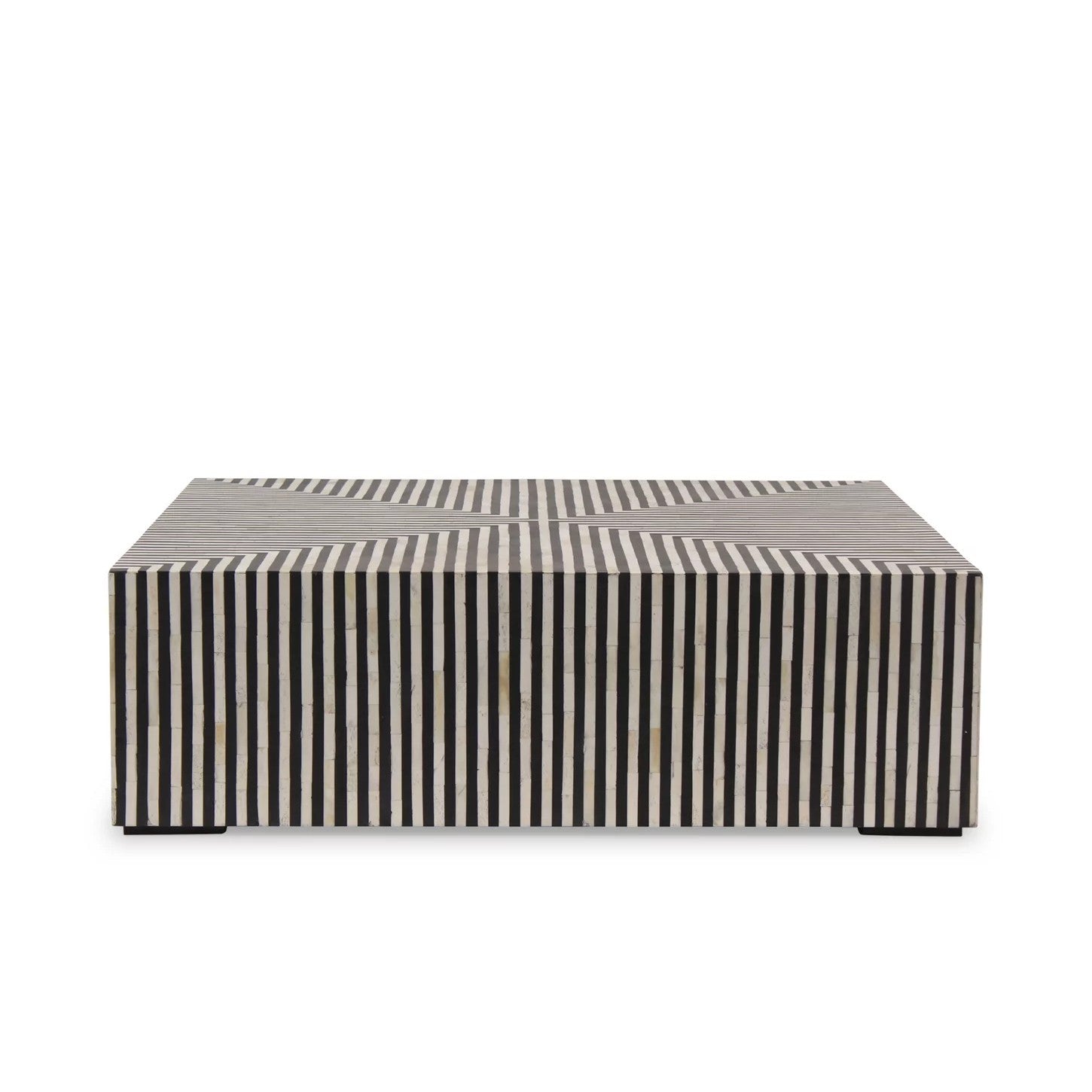 Bone Inlay Square Coffee Table : Stripe : Black