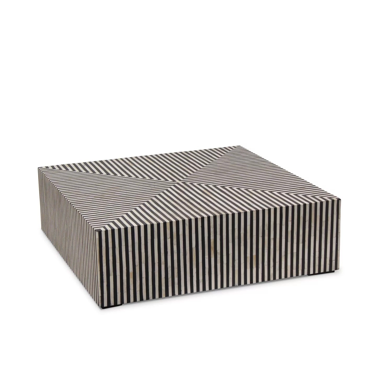 Bone Inlay Square Coffee Table : Stripe : Black