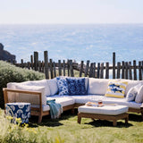 Bone Inlay Round Side Table : Fantail : Navy Blue