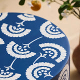 Bone Inlay Round Side Table : Fantail : Navy Blue