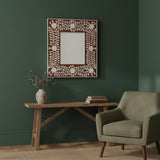 Bone Inlay Square Wall Mirror : Floral : Brown