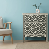 Bone Inlay 3 Drawer Chest : Geometric : Charcoal