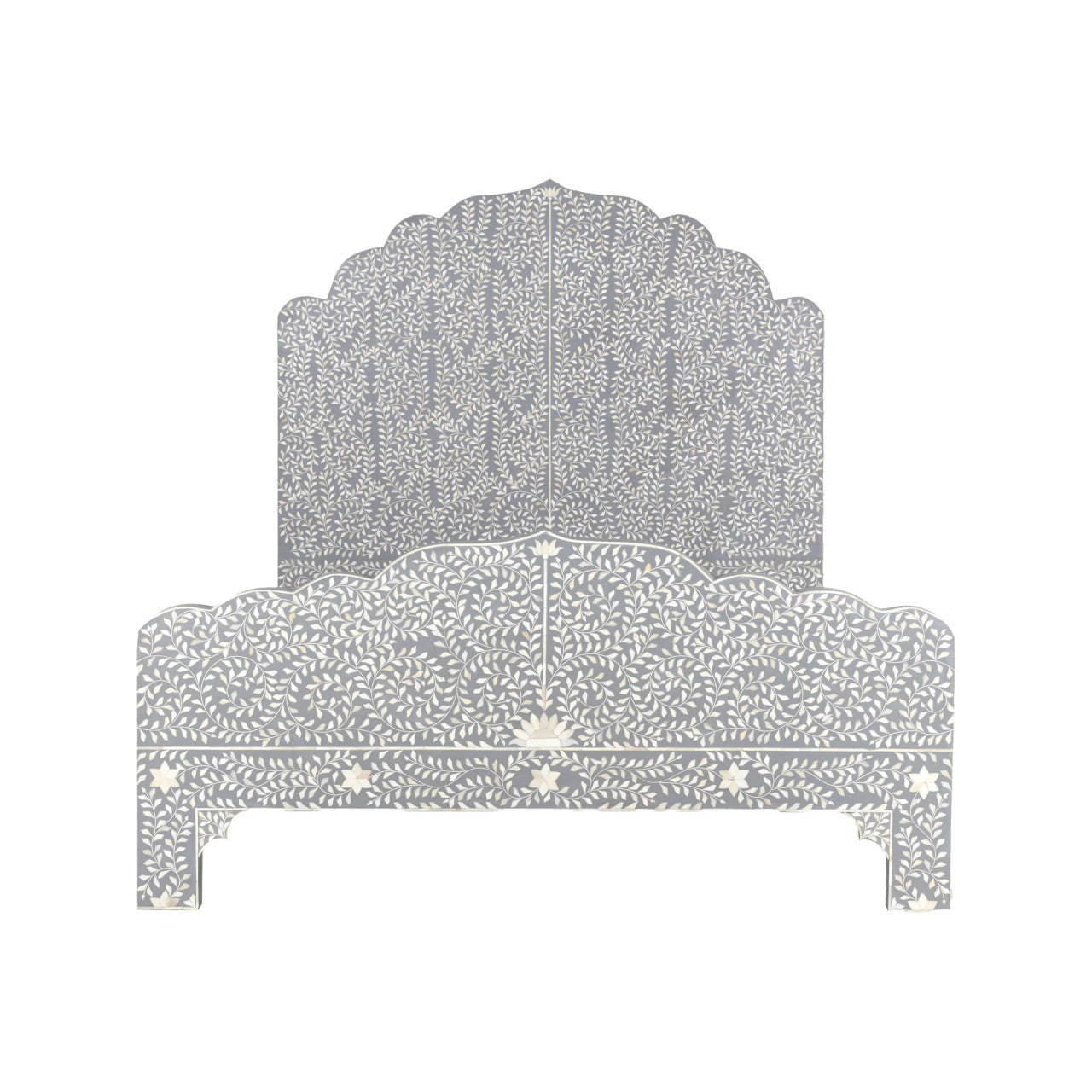 Bone or Mother of Pearl Inlay Scalloped Bedhead