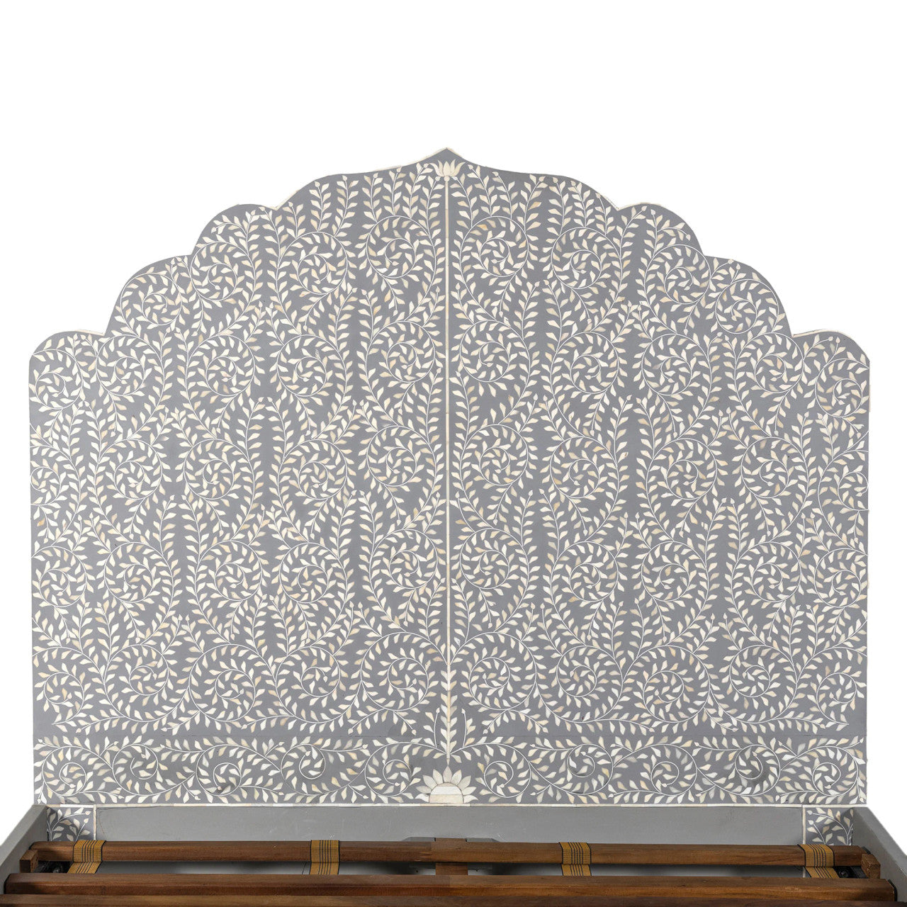 Bone or Mother of Pearl Inlay Scalloped Bedhead