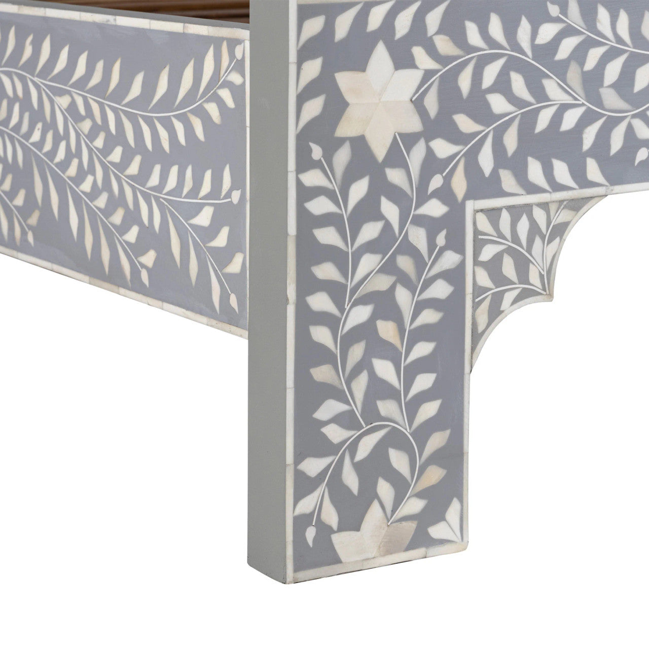 Bone or Mother of Pearl Inlay Scalloped Bedhead