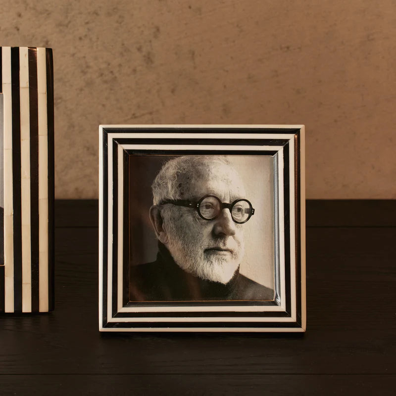 Bone Inlay Picture Frame : Stripe : Black & White