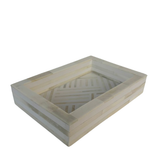 Bone Inlay Mini Tray : Criss Cross : White