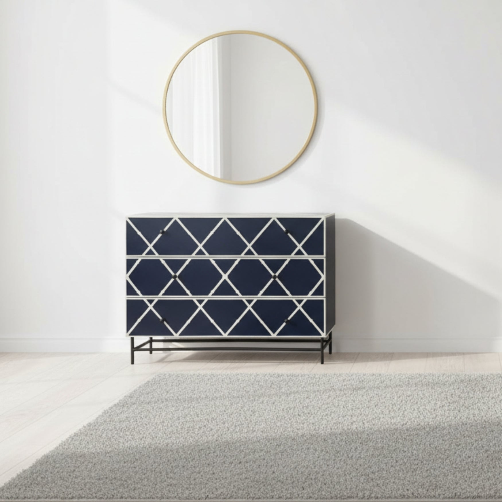 Bone Inlay 3 Drawer Chest : Delta : Black