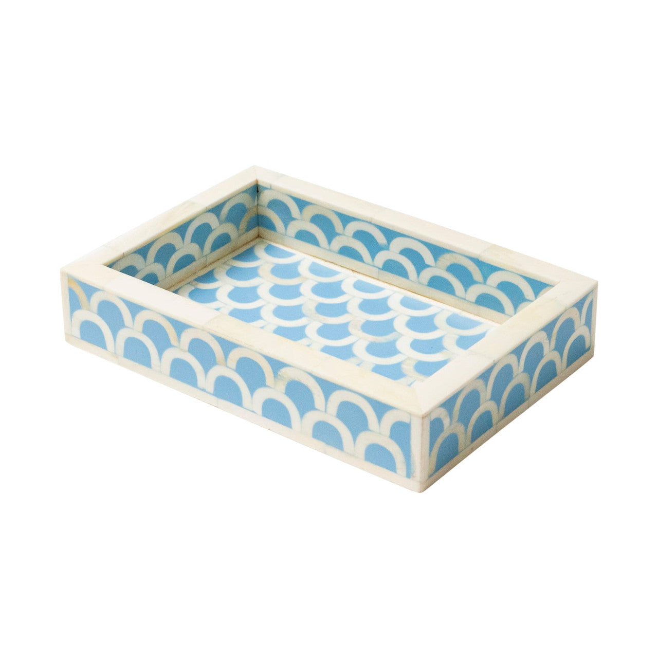 Bone Inlay Mini Tray : Scallop : Light Blue