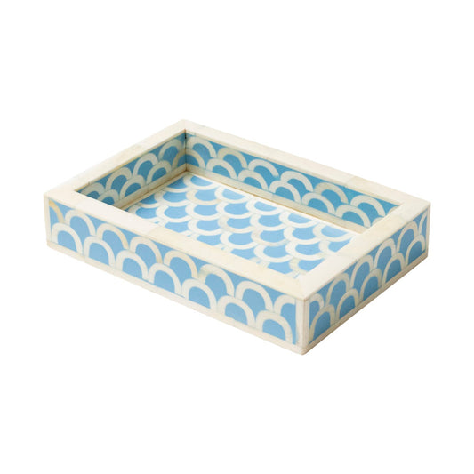 Bone Inlay Mini Tray : Scallop : Light Blue