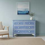 Bone Inlay 4 Drawer Chest : Scallop : Blue